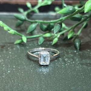 Sterling silver ring with light blue stone